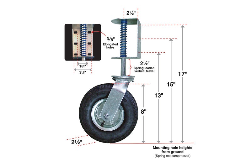 Shepherd Hardware 9798 8-Inch Pneumatic Spring-Loaded Gate Caster, 200-lb Load Capacity and Universal Mount - Image 5